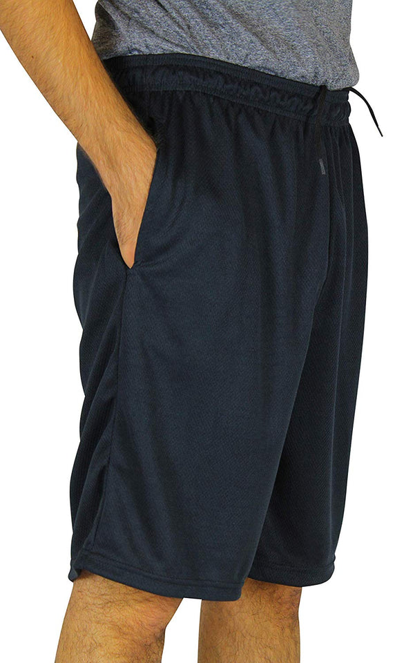 Real Essentials Pantalones cortos deportivos de rendimiento, con bolsillos, para hombre, 5 unidades