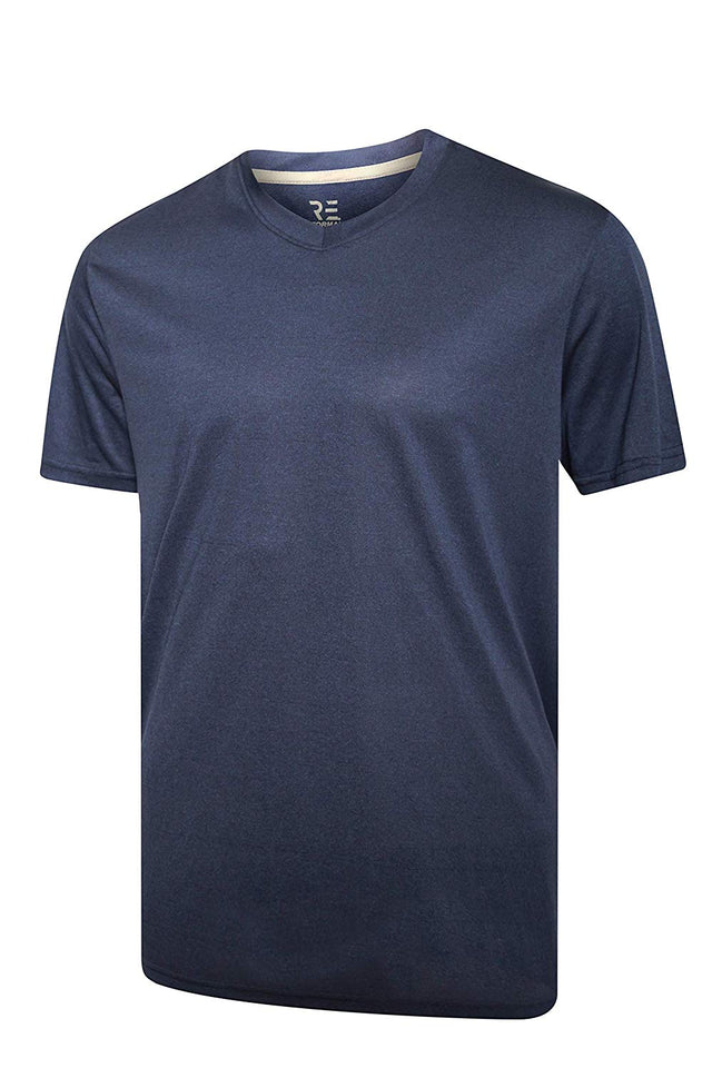 Real Essentials Paquete de 5 Camisetas Deportivas para Hombre con Cuello en V y Ajuste en seco Que absorben la Humedad